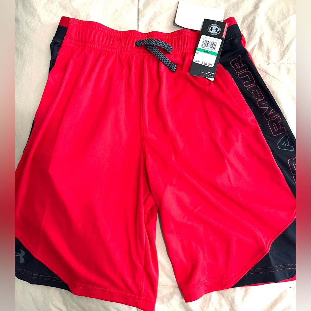 Under Armour Youth Large Boys - Red Athletic Shorts with Breathable Fabric